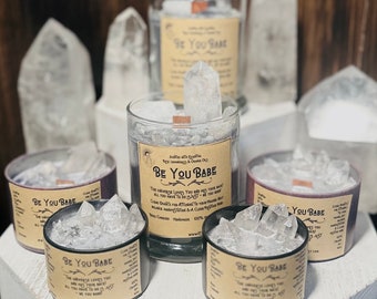 Clear Quartz Reiki Charged Candles - Be You Babe Crystal Candles - Intention Candles- Quartz Crystal Energy Candles - Healing Candles
