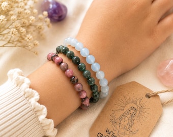 Kids Gemstone Bracelets: Natural Crystal 6mm Beaded Stretch Cord Childrens Bracelet