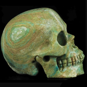 Large Chrysocolla Crystal Skull - Natural Premium Chrysocolla Carving - 4” Hand Carved Crystal Skullis- Crystal Figurine - 1.3lbs