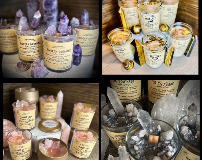 Featured listing image: Reiki Charged Crystal Candles - Healing Candles - Intention Candles -  Crystal Energy Candles - Manifestation Candles