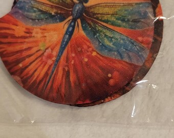 Dragonfly Car Coasters, Neoprene Drink Coasters, Set of 2