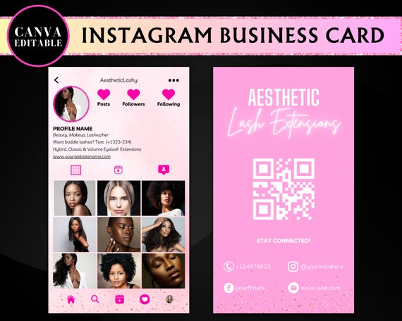 Instagram Business Card 2023 DIY Canva Business Card Template 