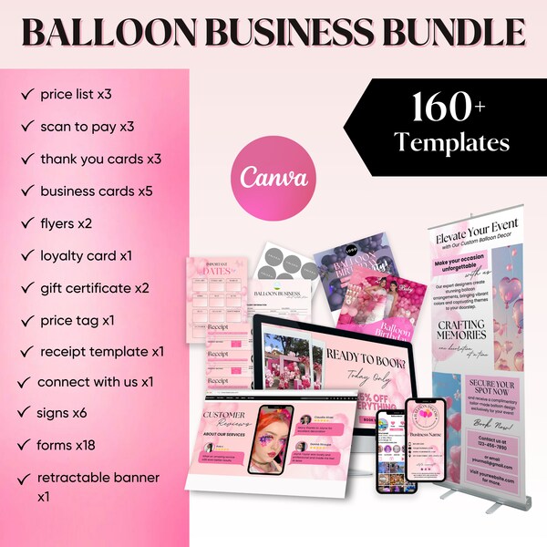 Balloon Menu Contract Artist, Balloon Business Bundle, Balloon Garland, Balloon Decor, Balloon Order Form Branding Bundle Balloon Price List