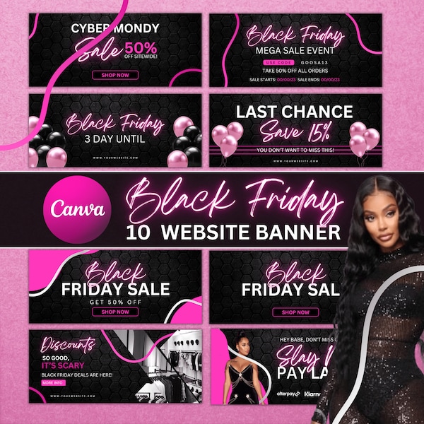 Black Friday Web Banner, Shopify Banner, Black Friday Business Banner, Website Banner, Pre-made Website Design, Web Banner Canva Template