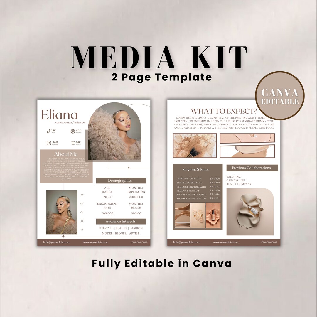 2 Page Editable Media Kit Template Influencer Media Kit - Etsy