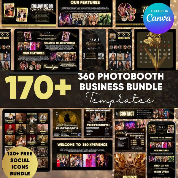 360 Photo booth Business Bundle, Acuity Scheduling Templates, 360 photobooth Info Page, 360 Photo Booth Instagram Business Templates