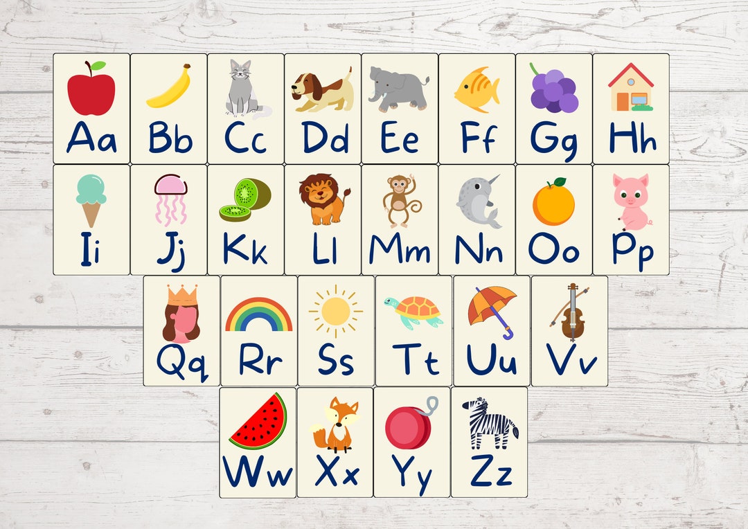 Printable ABC Alphabet Flashcards large and Small - Etsy