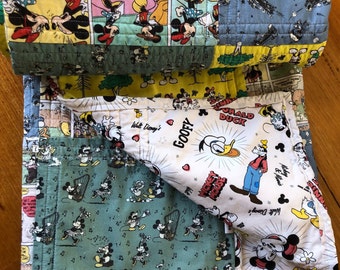 Handmade Mickey Mouse Baby Quilt, Cotton Pram Blanket (98cm x 88cm)