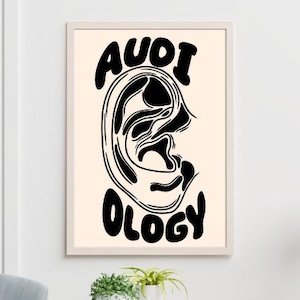 Audiology Ear Art Print, Instant Download Art, Medical Office Wall Art, ENT Wall Art, Medical Office Decor, Healthcare Art Print, Inner Ear