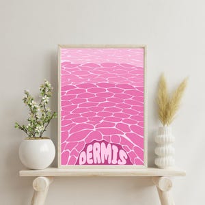 Dermis Abstract Art Print — Pink Anatomical Wall Art, Retro Medical Illustration, Science-Inspired Decor, Dermatology Office Decor