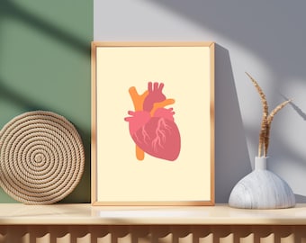 Anatomical Heart Print, Retro Medical Art, Biology Decor (Digital Download)