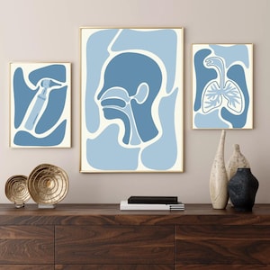 DIGITAL DOWNLOAD Abstract ENT Anatomy Wall Art Set | Throat, Lungs & Otoscope Prints | Medical Office Decor | Bold Modern Healthcare Prints