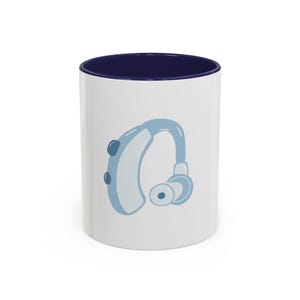 Hearing Aid Mug | Blue Hearing aid Coffee Cup for Nurses, Doctors, ENTs & Medical Students | Cute Hearing aid Gift | ENT Mug