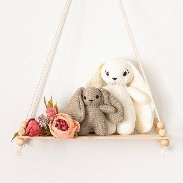 Hanging Wooden Swing Shelf Nursery Decor Kids Decor Bedroom Hanging Shelf Nursery Wooden Wall Decor Shelf Wall Swing Decor Display Stand