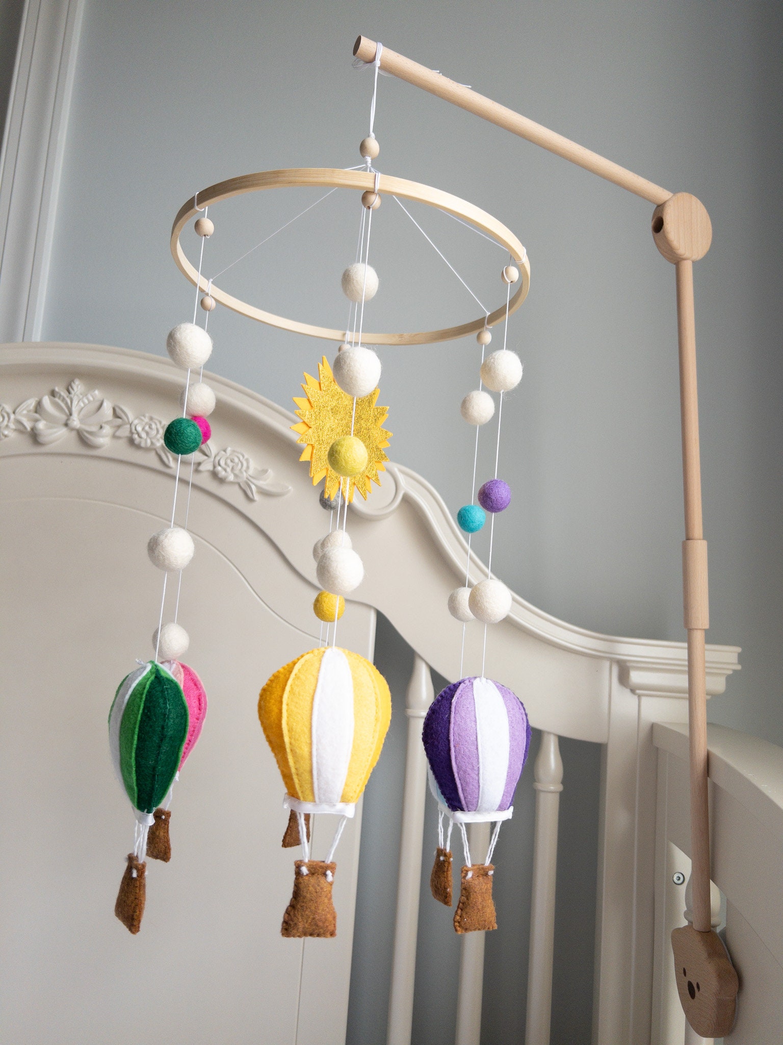 Wooden Baby Mobile Hanger Eco Natural Baby Mobile Arm Cot Wooden Mobile