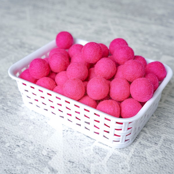 Hot Pink Felt Balls Custom Garland DIY Felt Pom Pom Bright Pink Wool Felt Pompoms Wool 2.0 cm Felt Balls 2.5 cm Hot Pink Garland