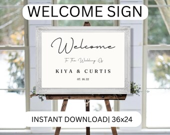 Welcome sign template| Party or wedding welcome sign| Instant download| Editable template| Printable