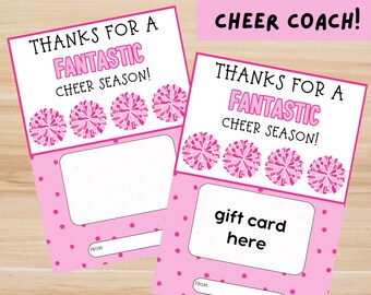 Cute Cheer Coach Gift Card, Cheer Gift Card, End of Season Gift, Gift Card Printable for Cheer Coach, Thank You Gift Card for Cheer Coach