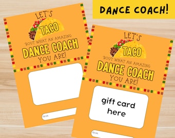 Cute Gift for Dance Coach, Dance Coach Gift, Gift Card for Dance Coach, Dance Coach Printable, Dance Coach Gift Card Holder, Thank You Gift