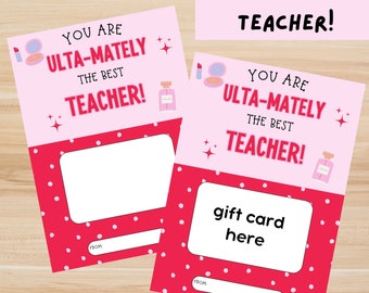 Teacher Appreciation Gift, Gift Card for Teacher, Teacher Gift Card, Cute Gift for Teacher, Gift Card Printable for Teacher, Make Up Gift