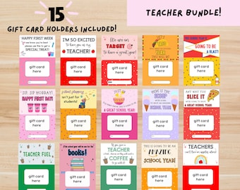 Regalo de regreso a clases para maestros Tarjeta de regalo imprimible Lindo regalo para maestros Primer día de clases Regalo para maestros Regalo para maestros Porta tarjetas de regalo