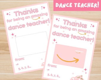 Geschenk für Tanzlehrer Printable Tanzlehrer Geschenkkartenhalter Geschenkkartenhalter für Tanzlehrer