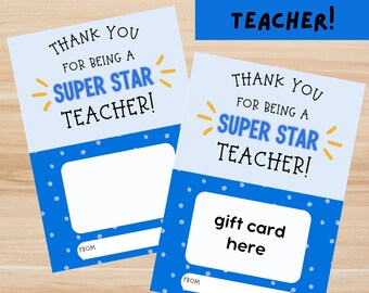 Teacher Appreciation Week Gift Printable Teacher Gift Card Holder Teacher Gift Thank You Gift for Teacher Printable Gift Card for Teacher