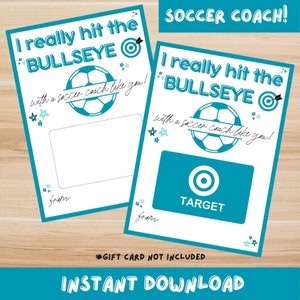 Printable Soccer Coach Gift Card, Thank You Soccer Coach, Gift Card for Soccer Coach, Gift Card Holder for Coach, Soccer Coach Thank You