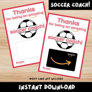 Soccer Coach Gift Card Holder, Gift for Soccer Coach, Soccer Coach Appreciation Gift, Soccer Coach Thank You Gift