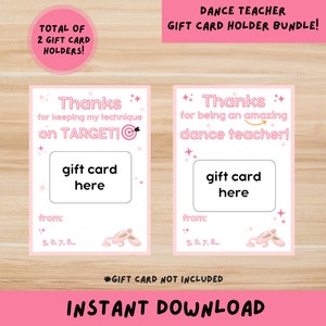 Dance Teacher Gift Printable Dance Teacher Gift Card Dance Appreciation Coffee Gift Card for Dance Teacher Thank You Teacher Gift Card