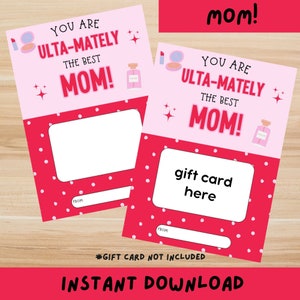 Tarjeta de regalo para el Día de la Madre Lindo regalo para el Día de la Madre Soporte para tarjeta de regalo para mamá Tarjeta de regalo para mamá Linda mamá imprimible Regalo fácil para mamá Regalo fácil de los niños