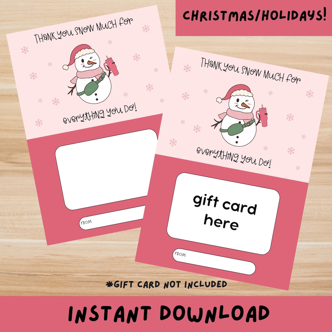 Printable Teacher Gift Card Thank You Gift Card Printable for Grandma ...
