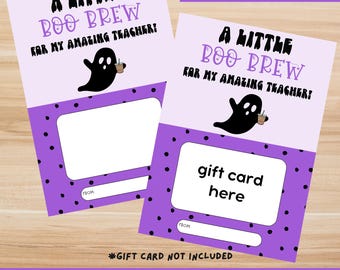 Halloween Teacher Gift Card Printable Cute Gift for Teacher Halloween Gift Card Holder Halloween Gift Card Holder Printable Teacher Gift