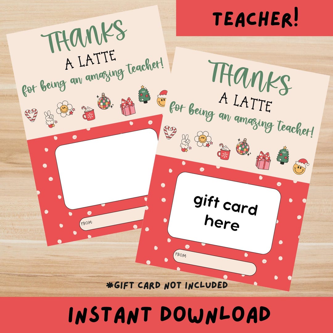 Teacher Gift Card for Christmas Teacher Gift Card Holder Coffee Lover ...