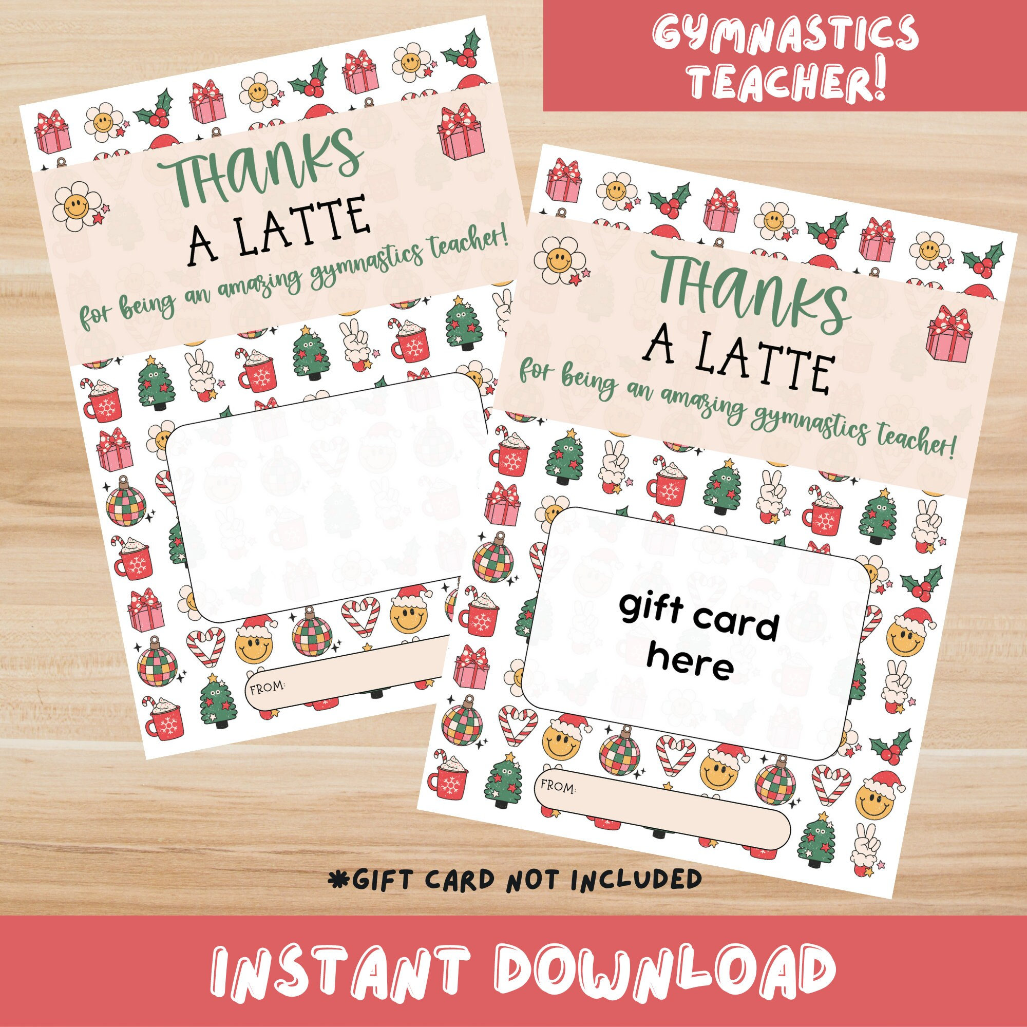 Christmas Gymnastics Teacher Gift Card Holder, Gymnastics Teacher Gift Card for the Holidays, Cute Christmas Gift for Gymnastics Teacher