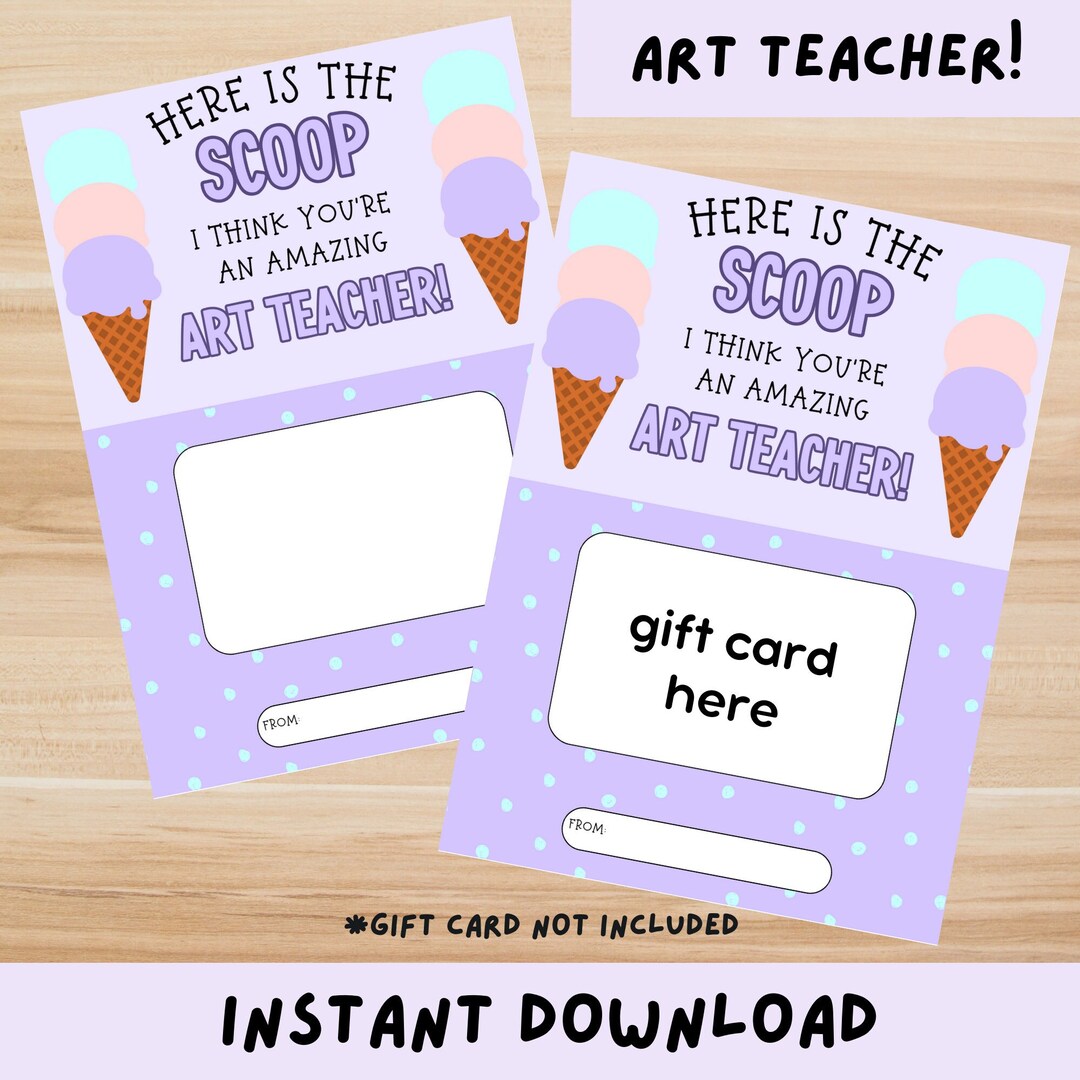 Printable Art Teacher Gift Cute Gift for Art Teacher Gift Card Holder ...