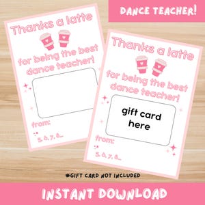 Regalo per insegnante di danza, carta regalo per caffè di apprezzamento per la danza, porta carte regalo per insegnante di danza, porta carte regalo di ringraziamento per insegnante, carta regalo per caffè per insegnante di danza