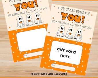 Cute Gift for Teacher Halloween Teacher Gift Card Printable Halloween Gift Card Holder Halloween Gift Card Holder Printable Teacher Gift