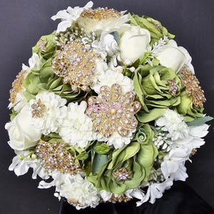 Sage Green and Ivory Bouquet Quinceanera