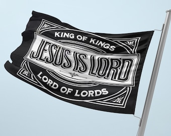 Christian Flag, 3ft. x2ft, "Jesus is King" Custom Designed Flags, Banners, Faith Flag, Wall Flag, scripturebrandingco, Religious Flag