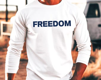 Patriotic "FREEDOM" T-Shirt, Long Sleeves, Sweatshirt, Hoodies, faith, Christian, flag, usa, Charlie Kirk, scripturebrandingco