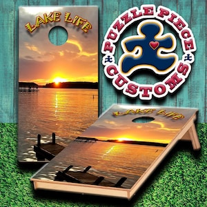 LAKE LIFE Laminated Cornhole Wrap set