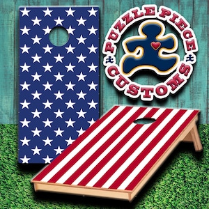 Laminiertes Stars and Stripes Cornhole Wrap Set mit der amerikanischen Flagge