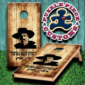 Laminated Doc Holliday You&#39;re a Daisy If You Do Rustic Cornhole wrap set