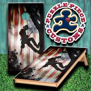 Laminierter Arborist Baumschneider American Flagge Cornhole Wrap Set