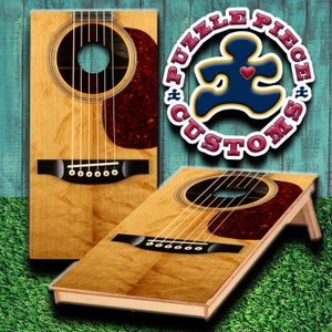Custom Acoustic Guitar Laminated Cornhole Wrap Set