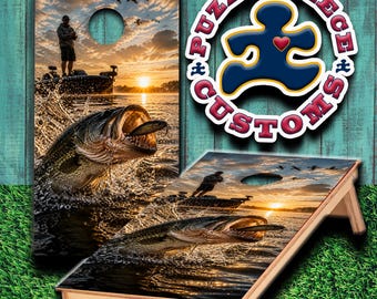 Juego de láminas para juegos de Cornhole de pesca de lubina de agua dulce y lobina negra