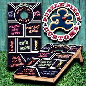 Laminated Drinking Game Cornhole Boards Wrap Set