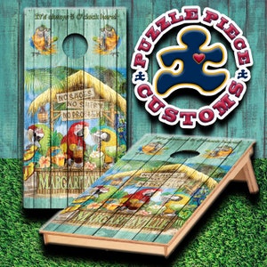 Laminated Margaritaville 5 o'clock Somewhere Cornhole Wrap Set