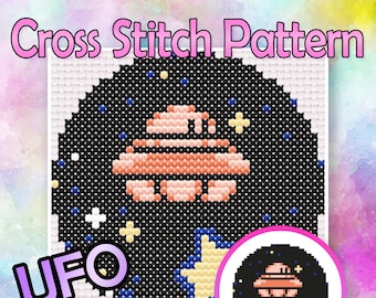 Patrón de punto de cruz UFO Kirby - ¡Descarga instantánea en PDF!
